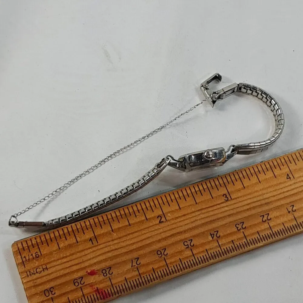 Vintage Bulova watch 23 jewels 10K white gold‎ bracelet ladies women's RGP bezel